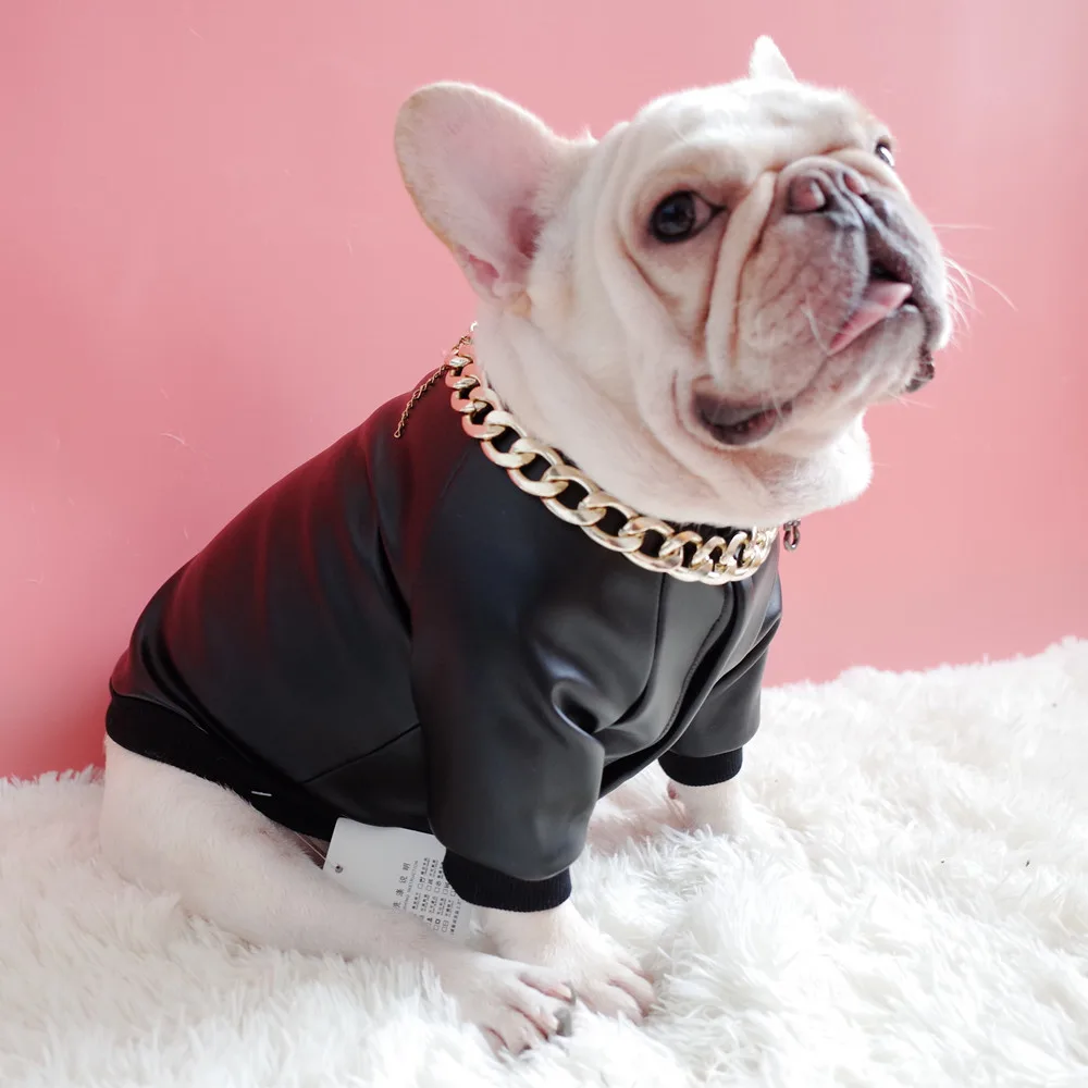 Clothes Plus Velvet Zipper Stretch Pu Leather Clothes Dog Clothes Fadou Schnauzer