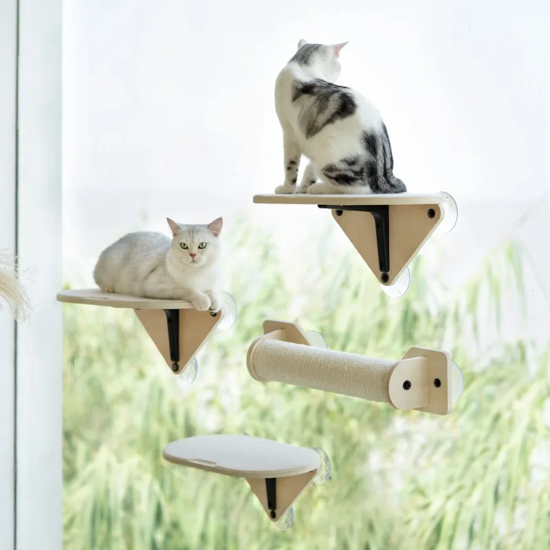 Meow Hu Wang Is Also Cat Scratch Trees Not Covering An Area Of Glass Wall