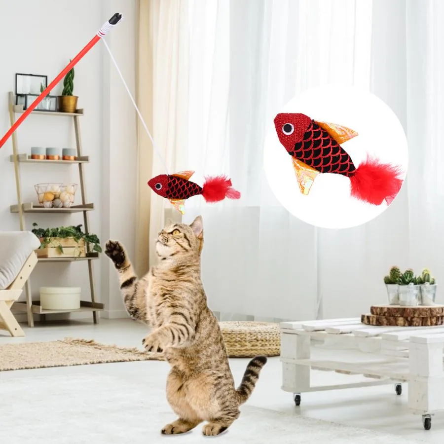 Fish pattern funny cat stick