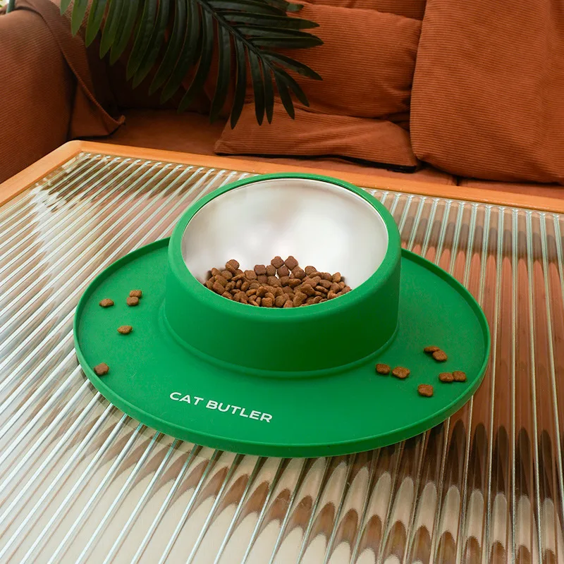 Cat And Dog Bowl Silicone Stainless Steel Pet Non-slip Leak-proof