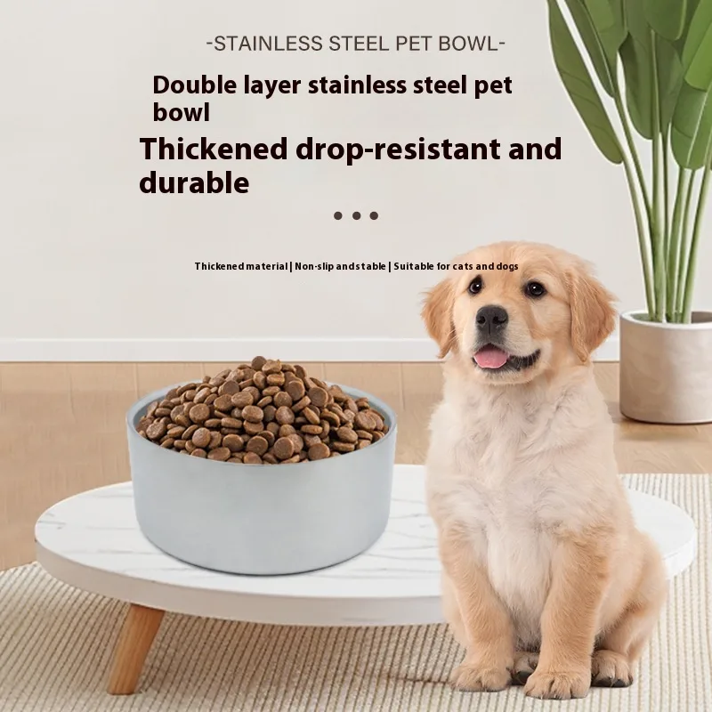 304 Stainless Steel Bowl For Pet Double-layer Thickening