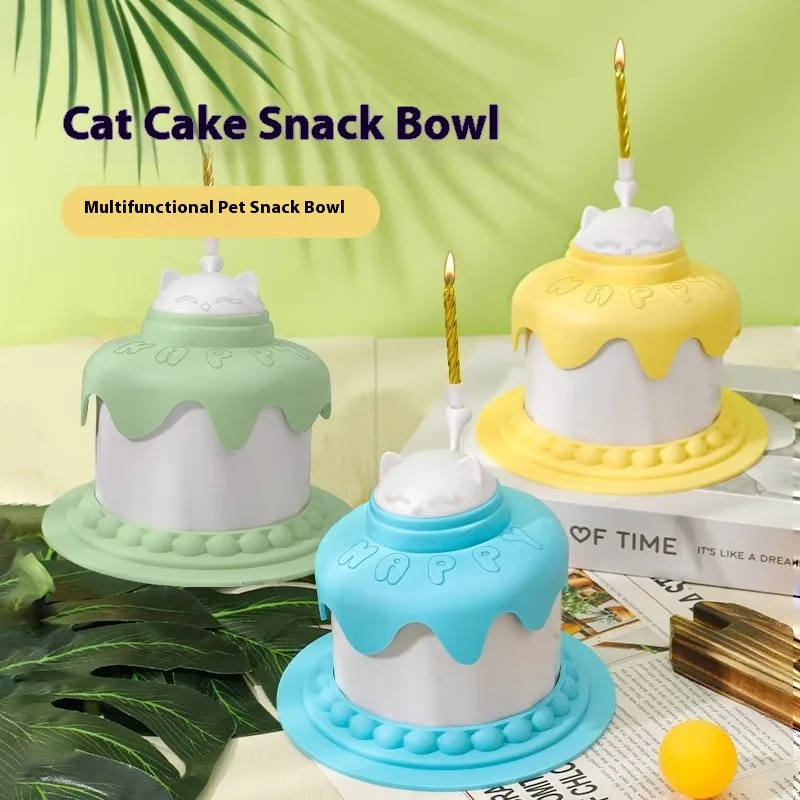 Multifunctional Cake Shape Cat Toy Creative Pet Feeding Bowl
