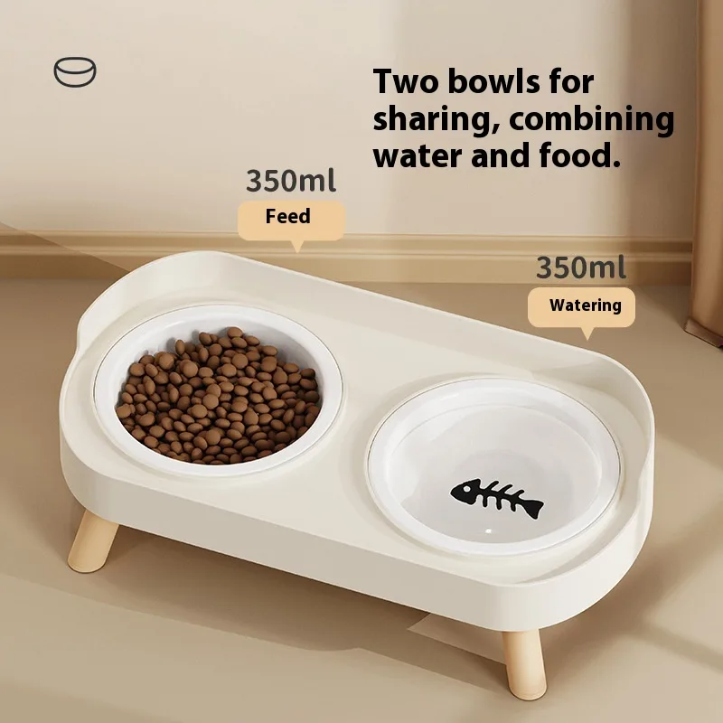 Stainless Steel Double Bowl Ceramic Water And Grain Integrated Feeding Bowl