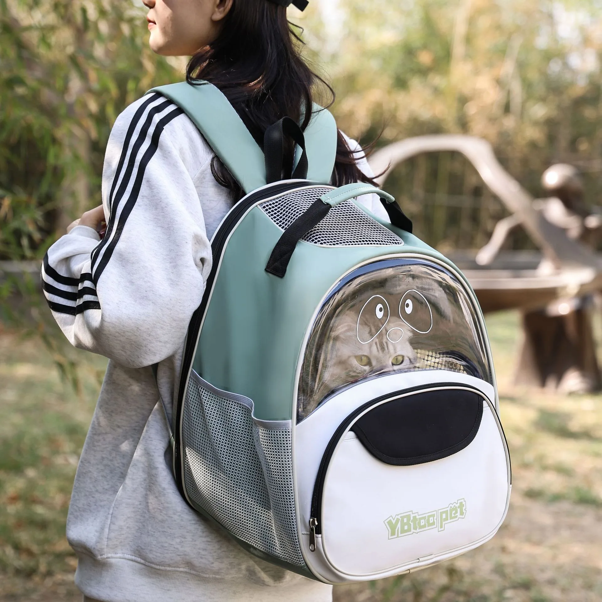 Oxford Cloth Cat Bag Portable Breathable Large Capacity Backpack