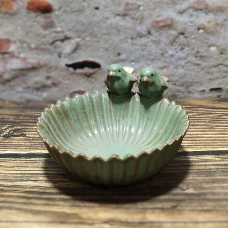 European Style Zakka Bird Feeder, Ceramic Fruit Plate, Creative Bird Flower Pot Kiln, Fleshy Flower Pot Assortment