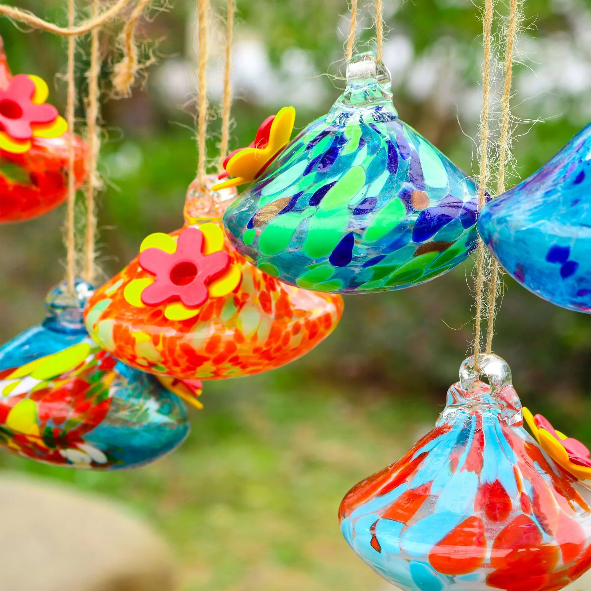 One Outdoor Courtyard With Glass Bird Feeder