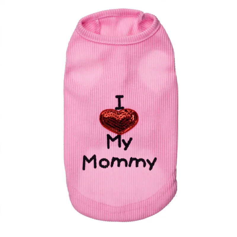 Dog Vest Clothing Pure Cotton Material I Love Mom Pet Clothes
