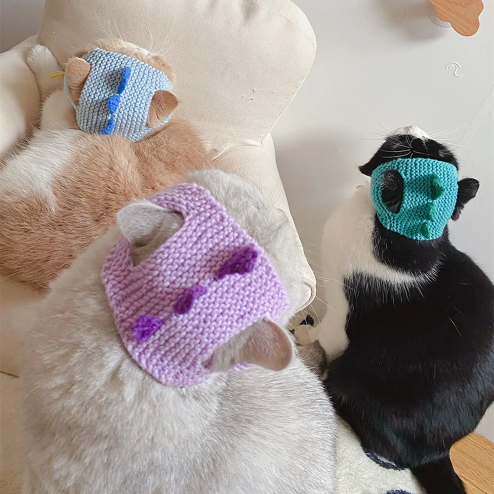Pet Knitted Hat Little Dinosaur Short Cat
