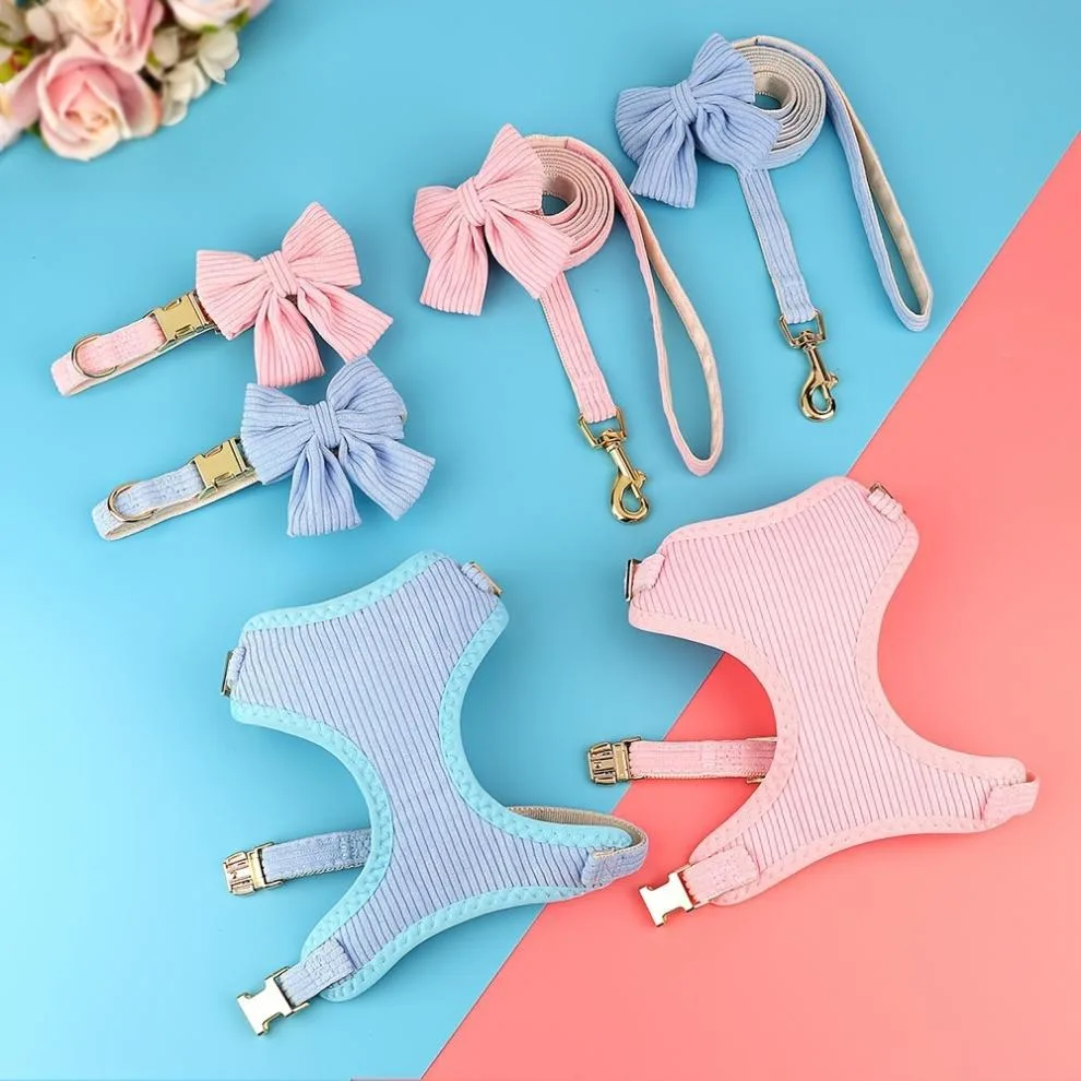 Creative Solid Color Harness Bow Pet Vest
