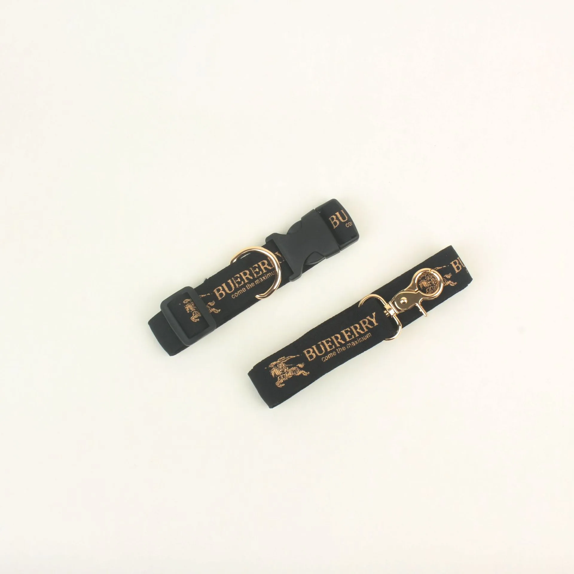 Pet Dog Leash Leash Collar Double-layer Printed Gold Set