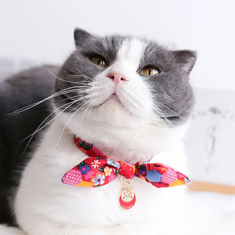New Year's Pet And Wind Bow Tie Cat Puppy Rabbit Ear Collar Bell