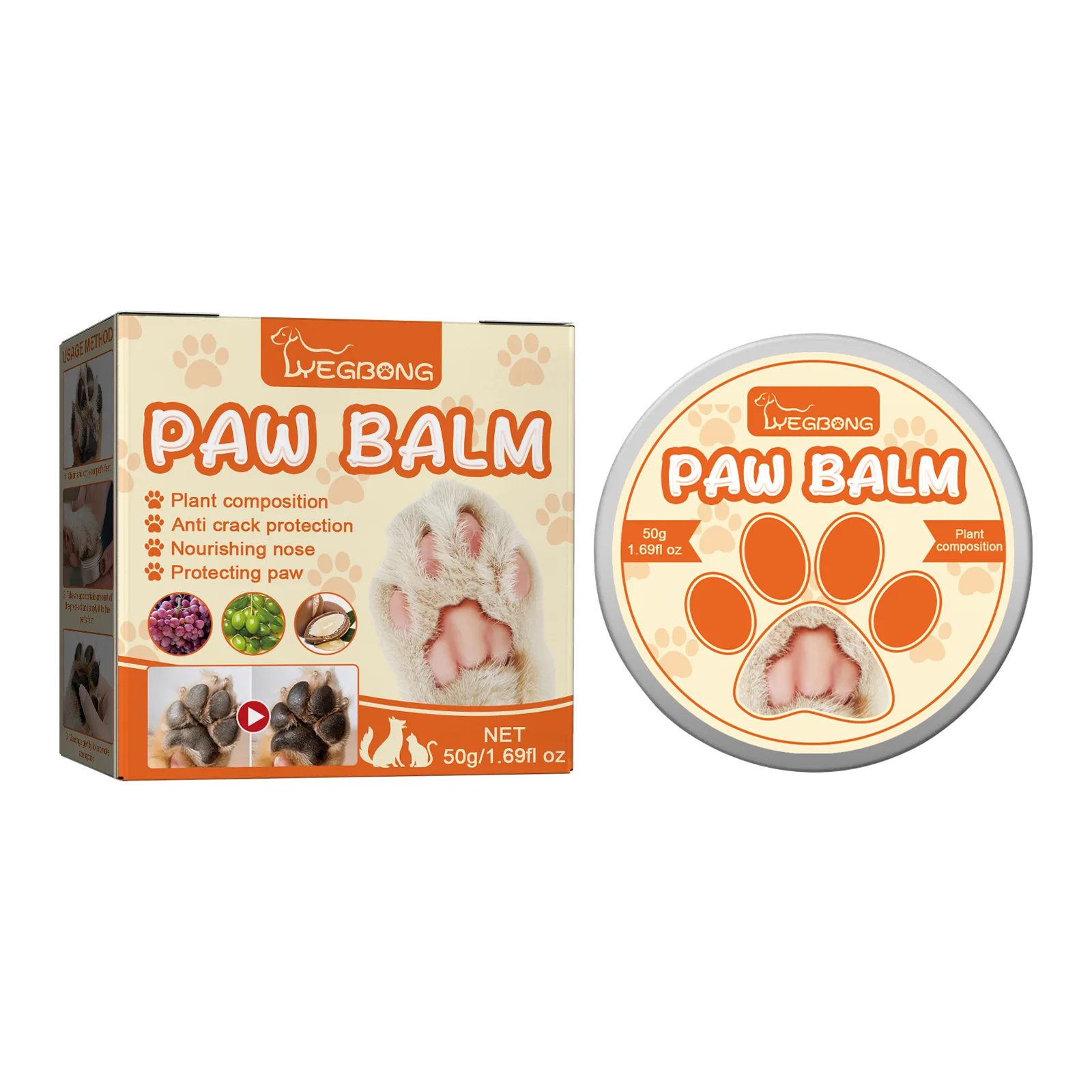 Yegbong Pet Moisturizing Paw Balm Suitable For Cats And Dogs, Protects And Moisturizes Paw Pads