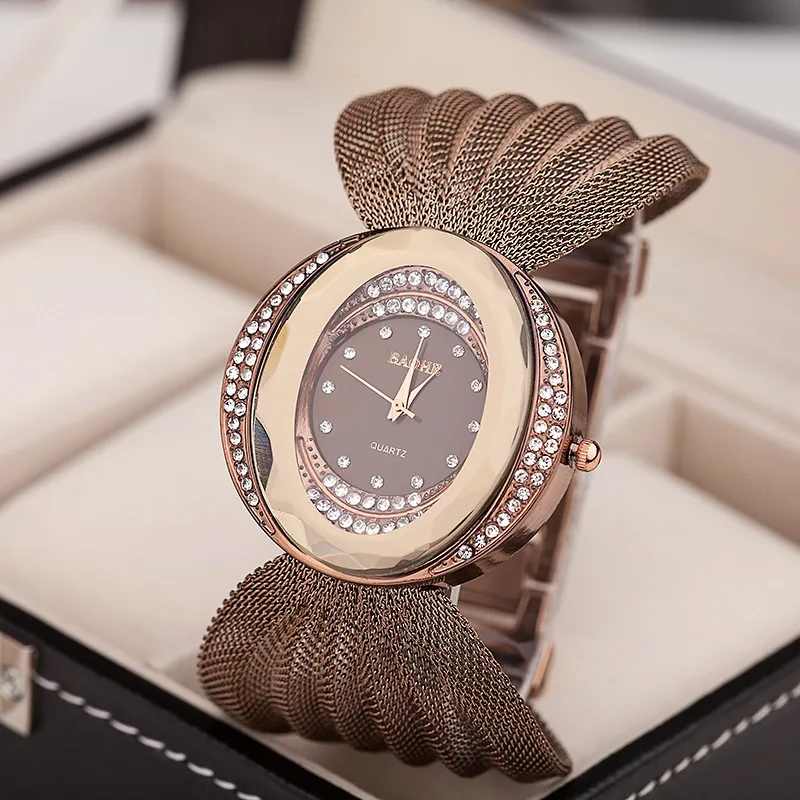 Gold Silver Mesh Strap Watch Ladies Fashion Watch