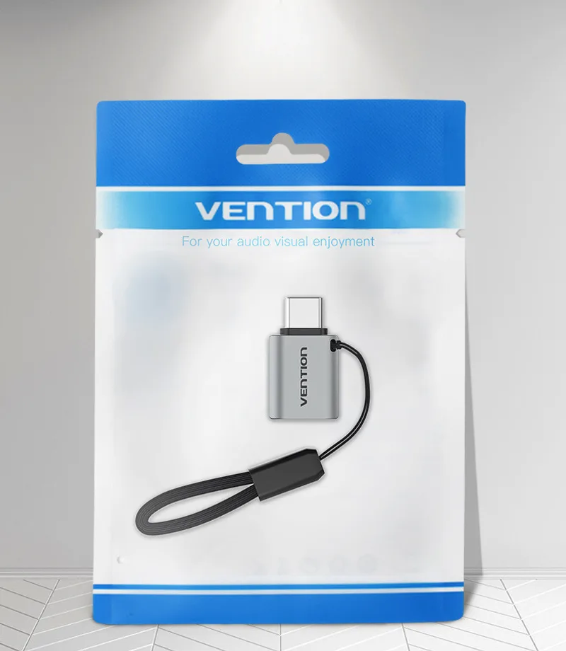 USB 3.0C Male To A Female OTG Adapter Aluminum Alloy Grey With Lanyard