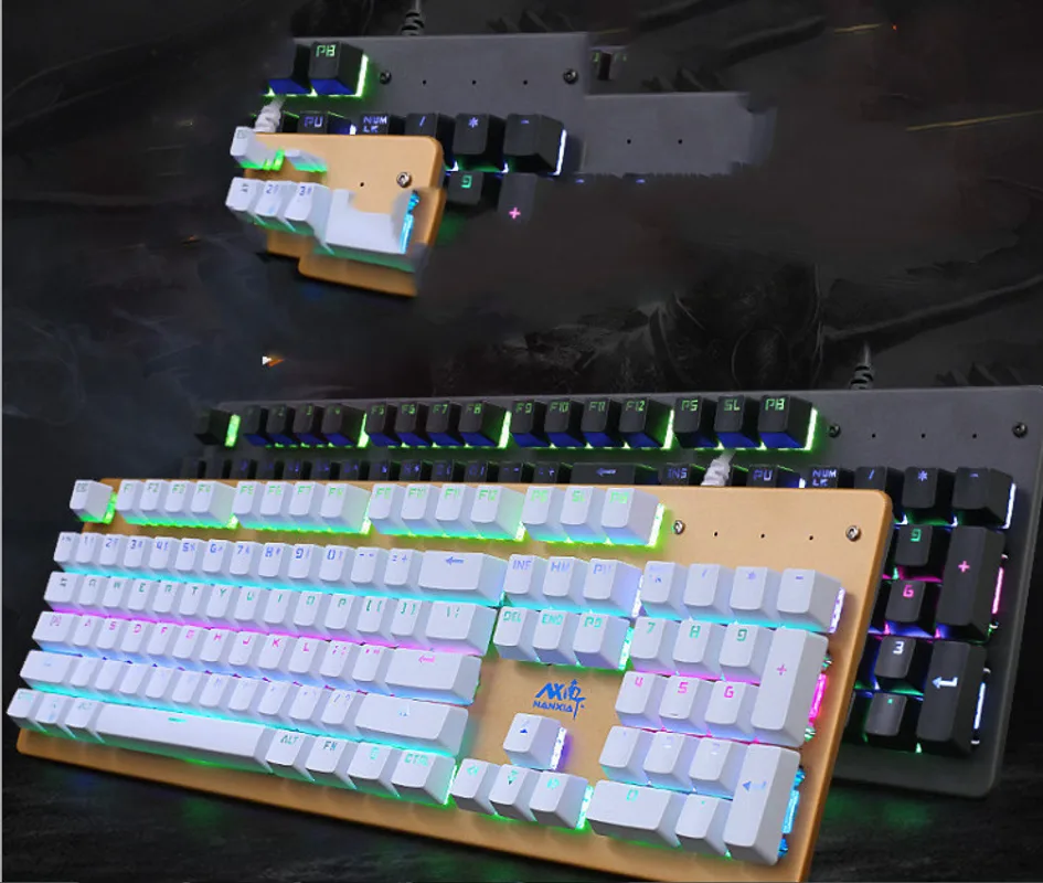 Internet Cafe Metal Backlit Eat Chicken Usb Game Green Axis Membrane Mechanical Keyboard