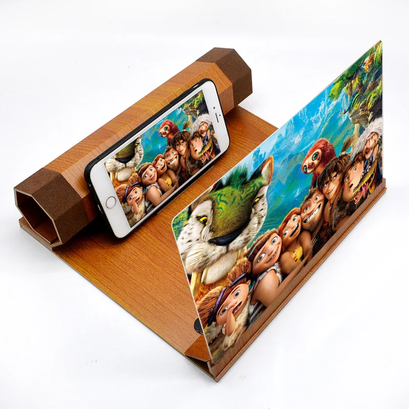 Mobile Phone Volume Magnifier Wood Grain 3D Mobile Phone Screen Magnifier HD
