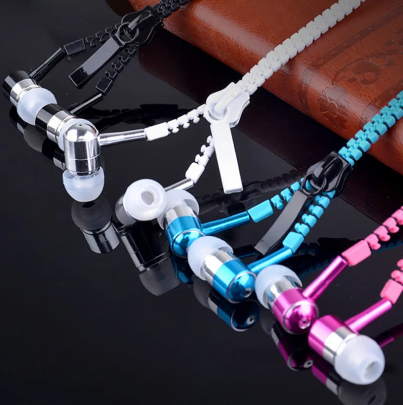 Zipper earphone 3.5mm audio jack in-ear earphones with microphone