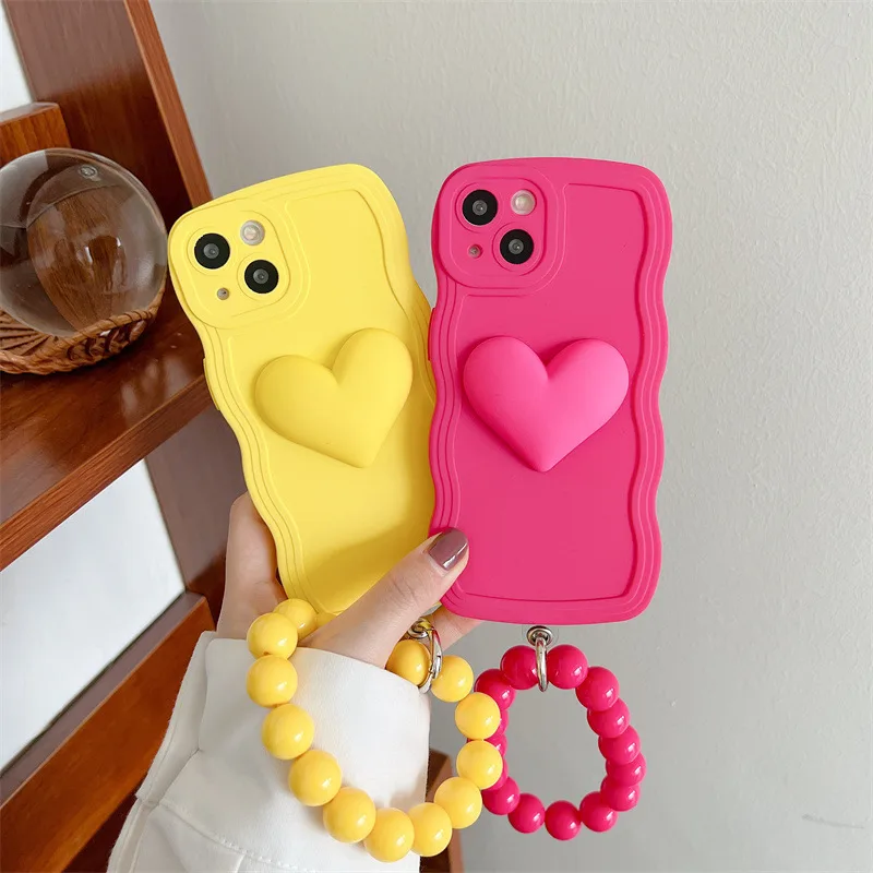 Wavy Edge Suitable For Mobile Phone Case Silicone Three-dimensional Love Ball Chain