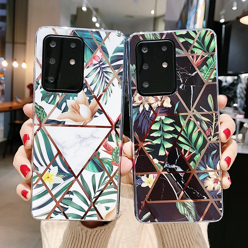 Retro electroplating geometric flower phone case
