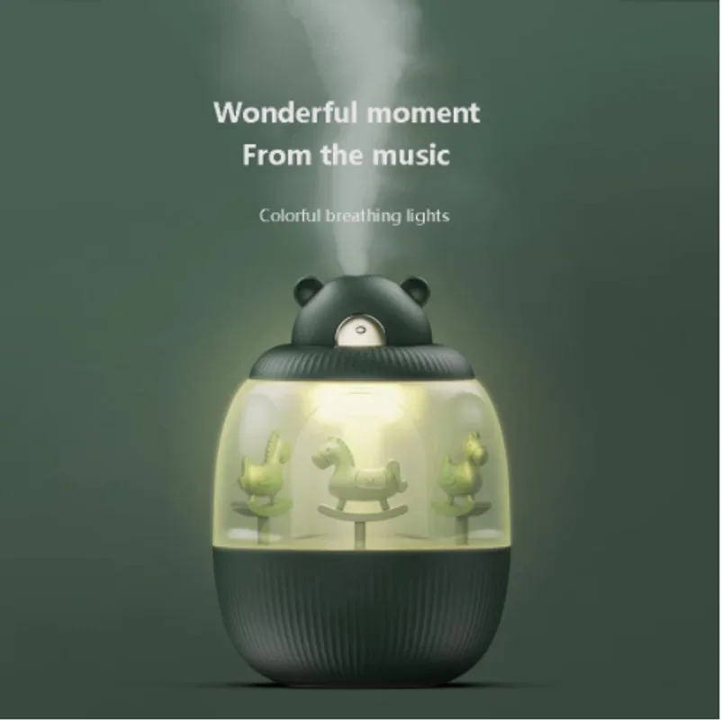 USB Rechargable Cool Mist Humidifier Creative Carousel Humidifier For Living Room Bedroom Office Electric Air Humidifier