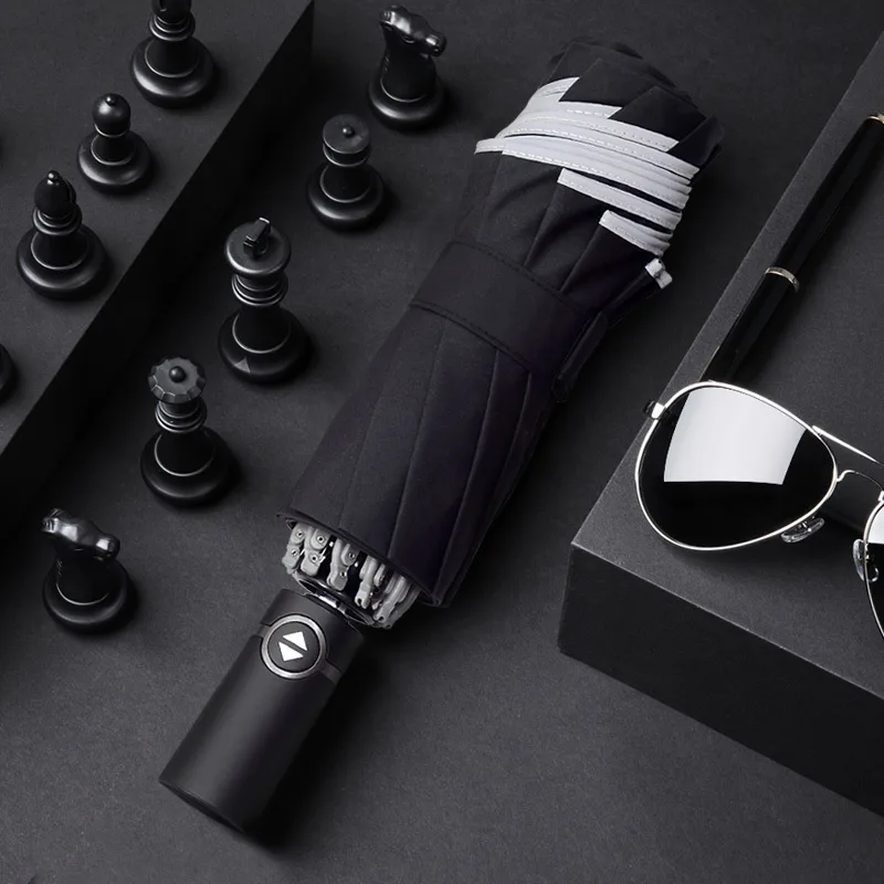 Full Automatic Reverse Umbrella Men'S Business Reflective Cloth Car Umbrella