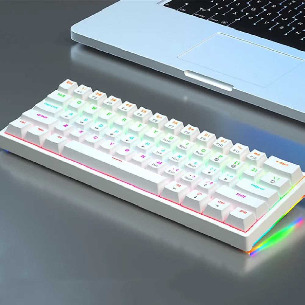 61 Key Small Bluish Black Tea Shaft Wired Hot Plug Computer Mechanical Keyboard