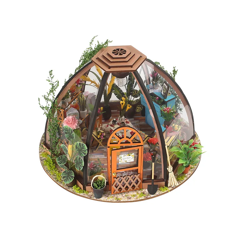 DIY Hut, Starry Sky Flower Room, Small House With Light, Building Model, Wooden Assembly Toys