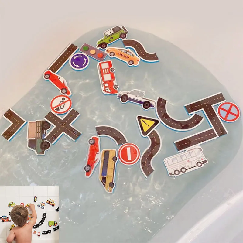 Children's Flexible Rail Creation Car Bathroom Toy Foam Sticker Early Education