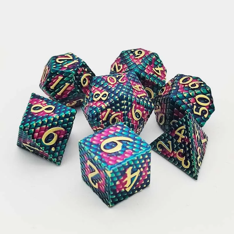 Dragon Scale Mixed Color Multi-sided Digital Metal Dice