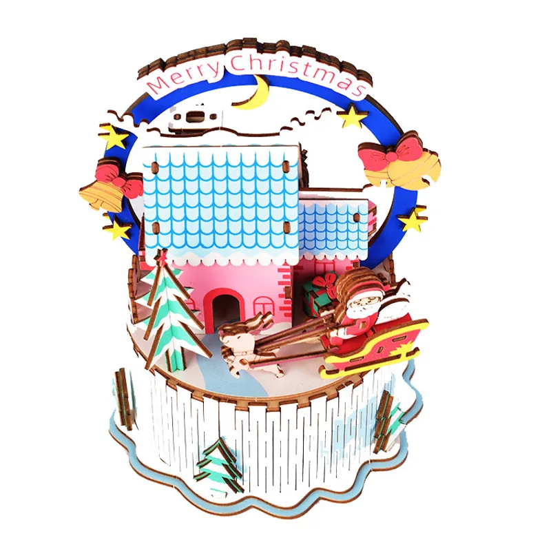 Children's DIY Handmade Puzzle Three-dimensional Jigsaw Music Box