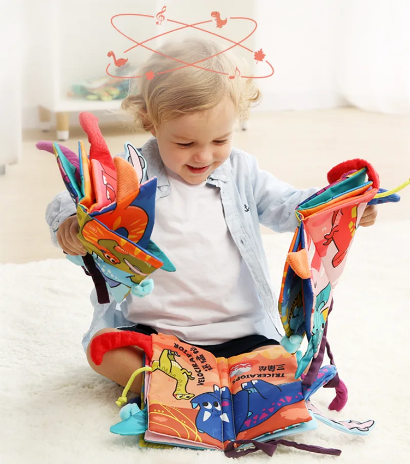 Bainshi Dinosaur Tail Cloth Book Early Education Baby Pop-up Book Can Bite Toys