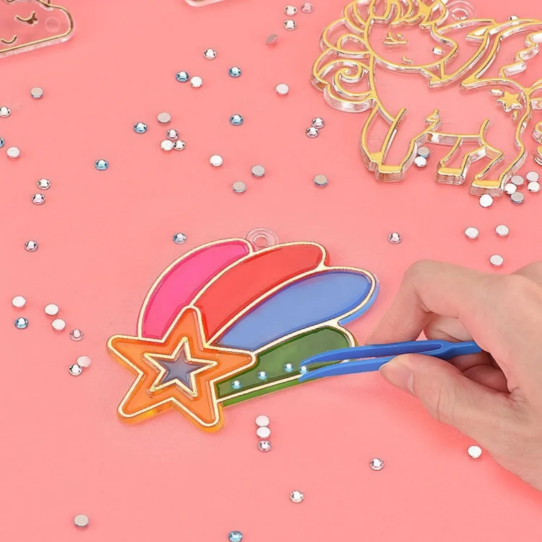 Children Crystal Glue Painting Baking-free Painting DIY Handmade Ornaments Girls' Toys Suit Christmas Gifts