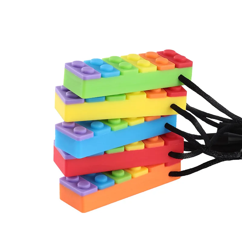 Children's Rainbow Building Block Silicone Teether