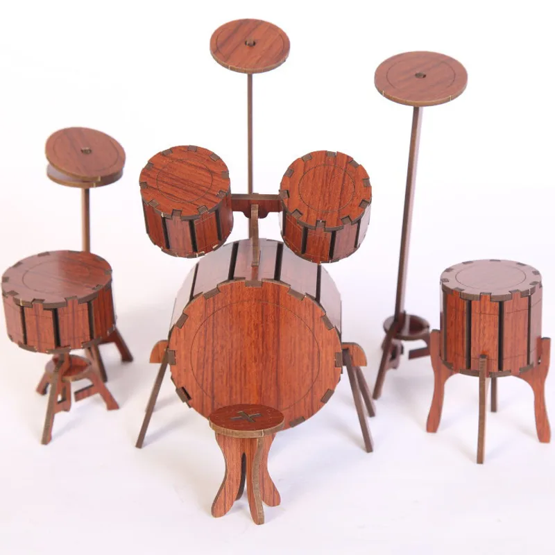 Musical Instrument Piano Phonograph Drum Set 3D Stereo Puzzle Assembly Model