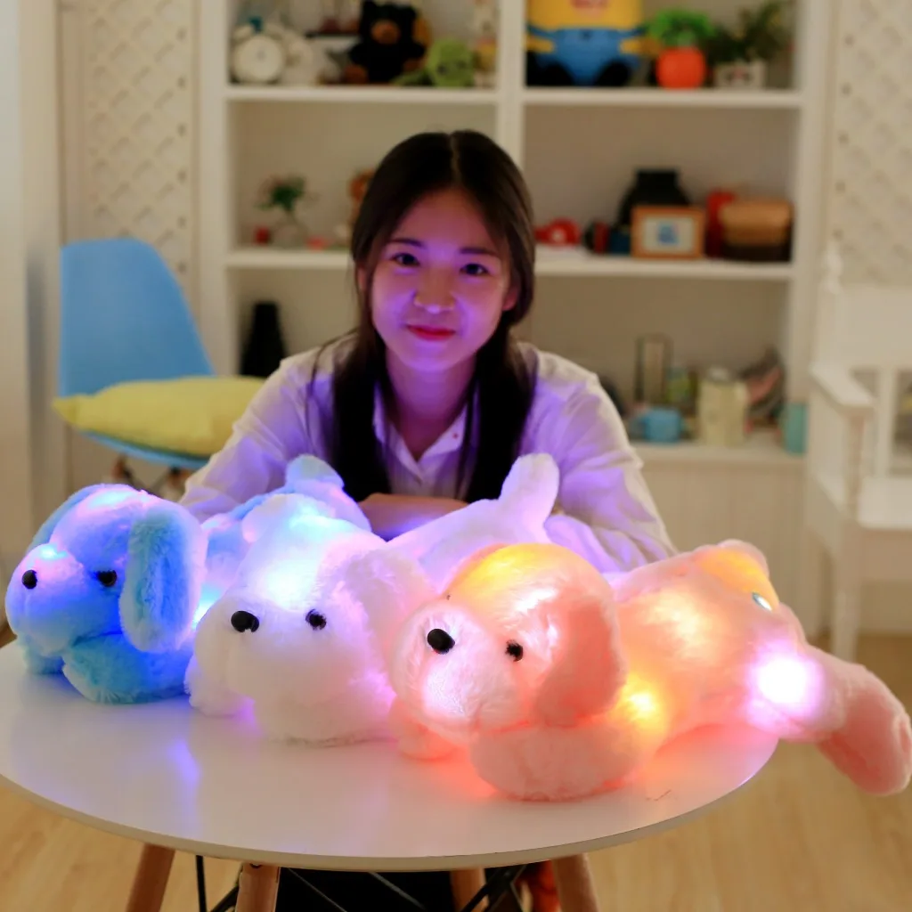 Wholesale manufacturers to map proofing production plush toy dog creative light colorful children's Day gifts