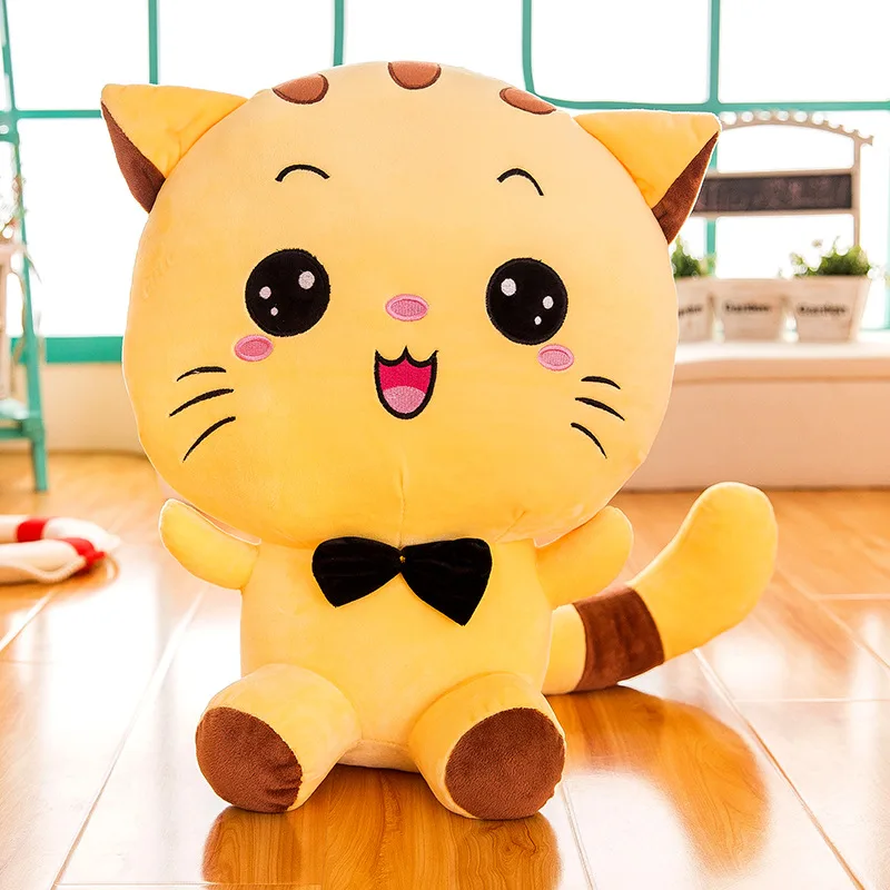 Cute Big Face Cat Doll Plush Toy Lucky Cat Big Tail Doll