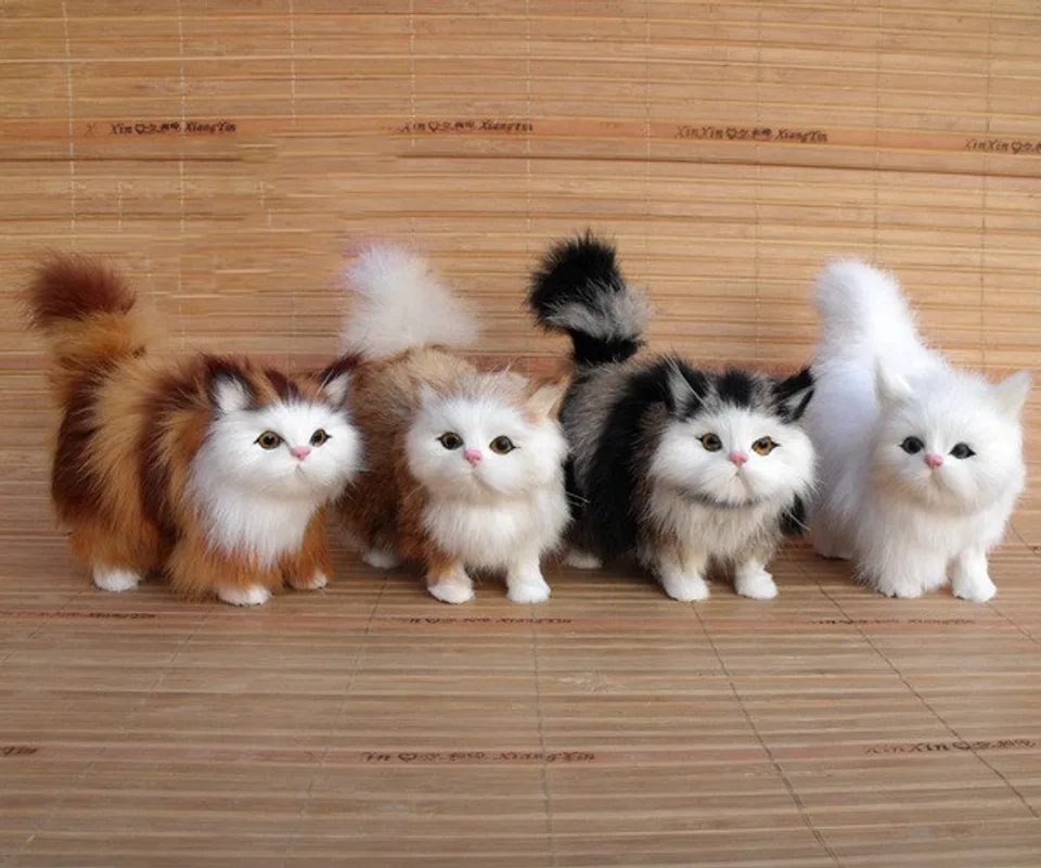 Creative Mini Simulation Plush Soft Cat Toys Decoration Sounding Electric Cute Cat Doll For Children Gifts Home Decorations