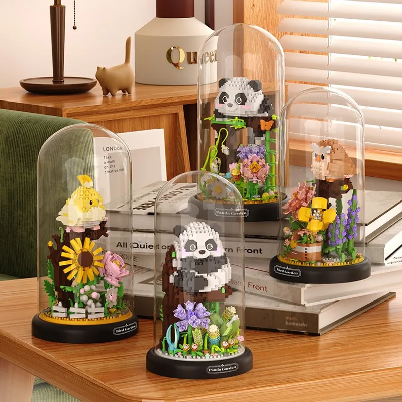 Building Block Bouquet Potted Panda Bird Assembled Toy