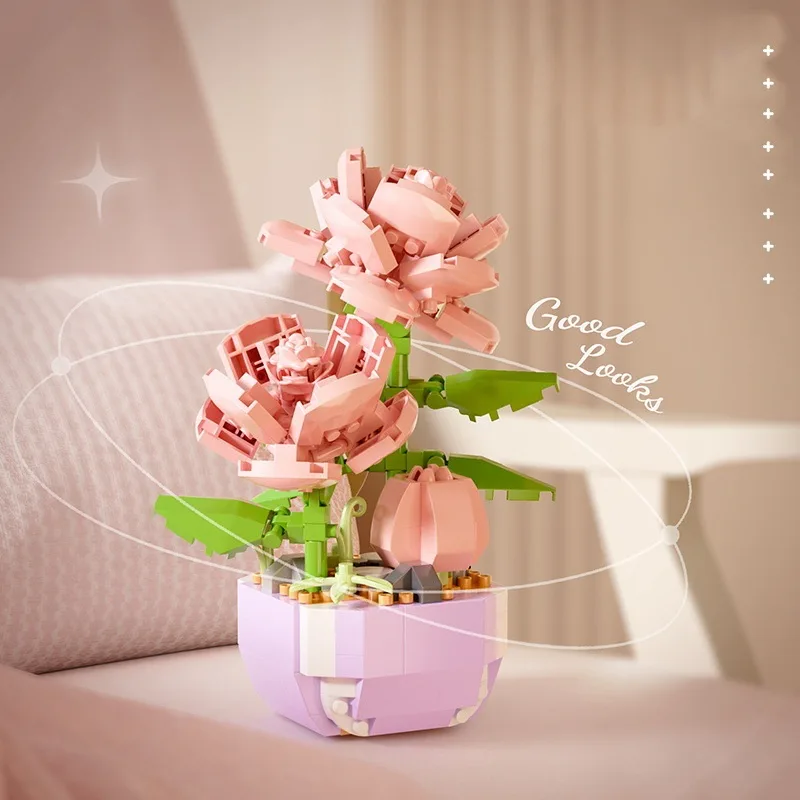Plant Potted Eternal Flower Bundle Assembling Building Blocks