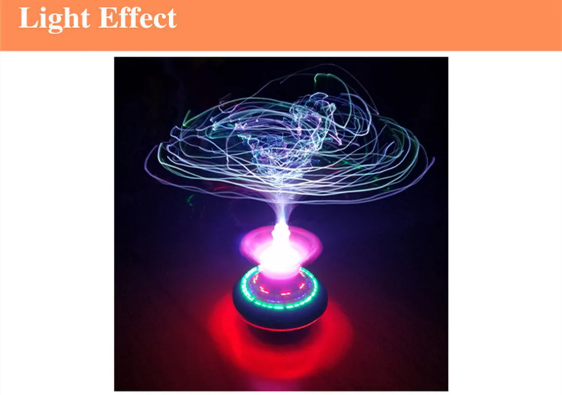 New Style Optical Fiber Electric Flashing Music Gyroscope With Crown, Drift Gyroscope, UFO Luminous Toy, Factory Direct Sales