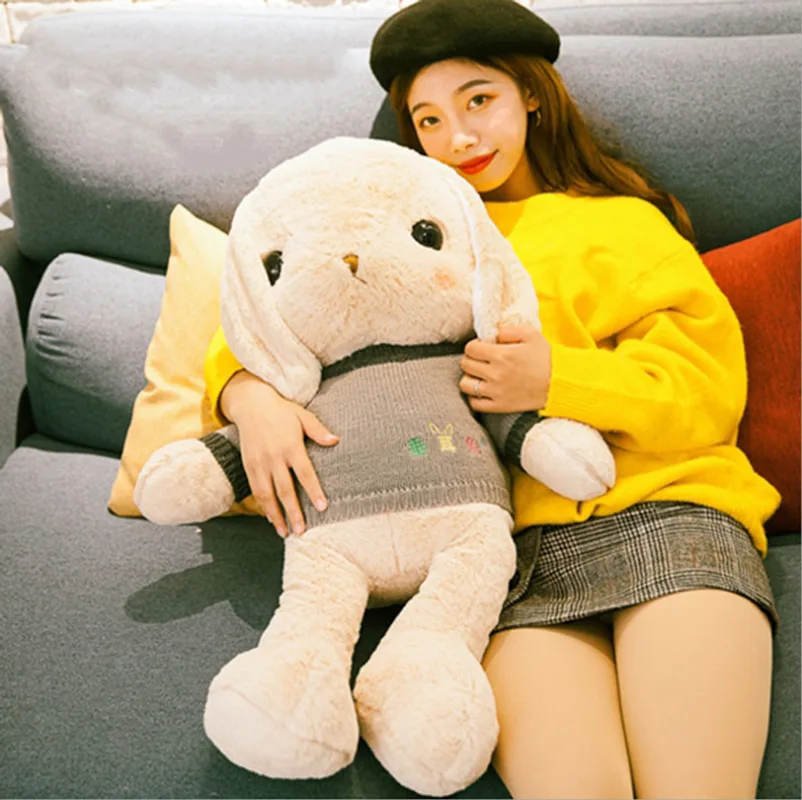 Cute Bunny Doll Wearing a Vest Sweater Lop-eared Rabbit Doll