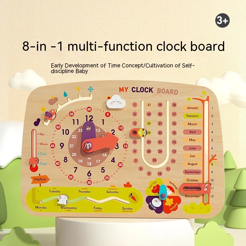 Children's Multi-function Clock Board Time Common Sense Cognitive Enlightenment Toy