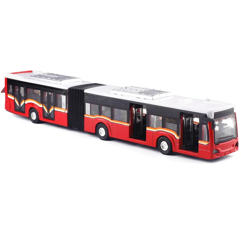 Multi-sound And Light Pull Back Double-section Lengthened Bus Alloy Material Children's Toy Gift