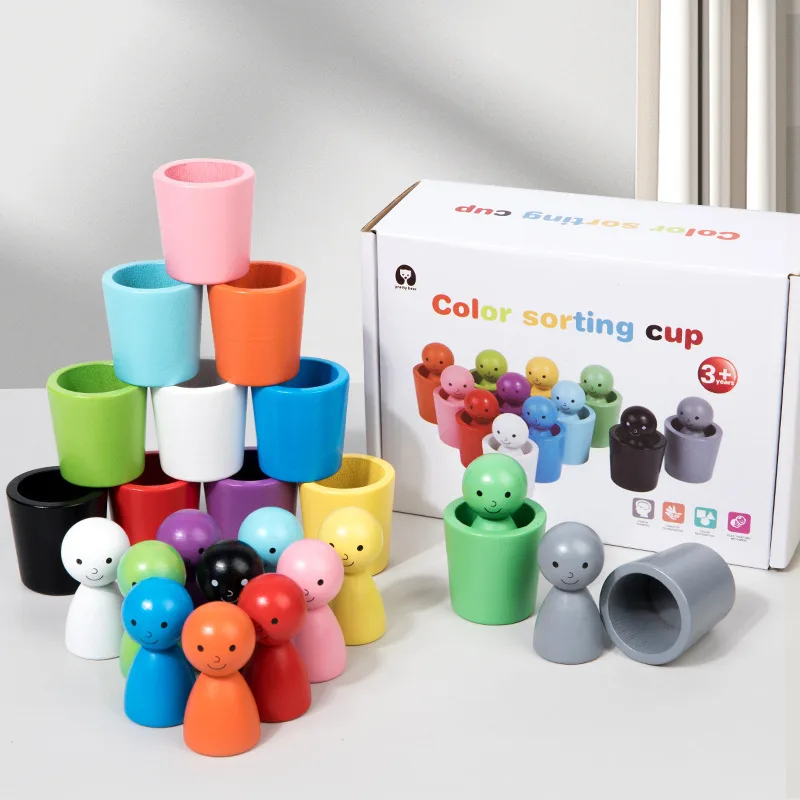 Children's Montessori Color Villain Classification Cup Jenga Educational Toys