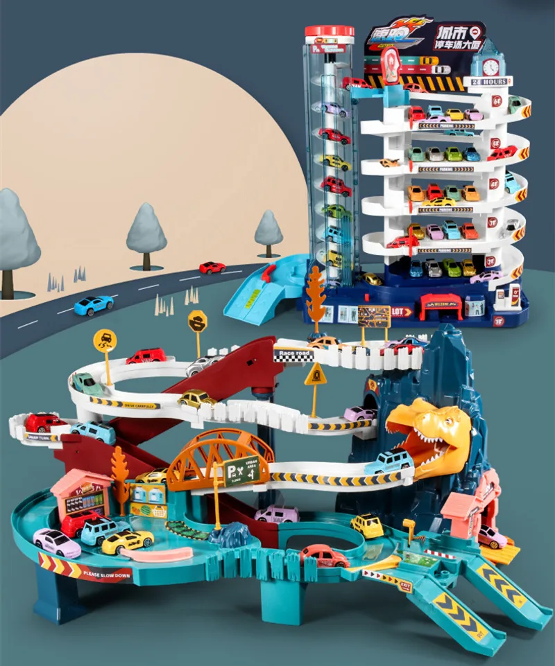 Dinosaur Toy For Building Rail Car Stereo Parking Lot