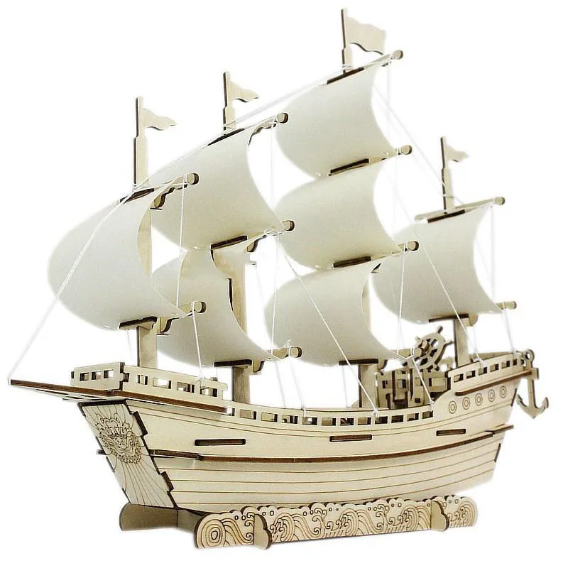 Wooden Sailboat Model Diy Handmade Assembly 3d Three-dimensional Puzzle Assembly