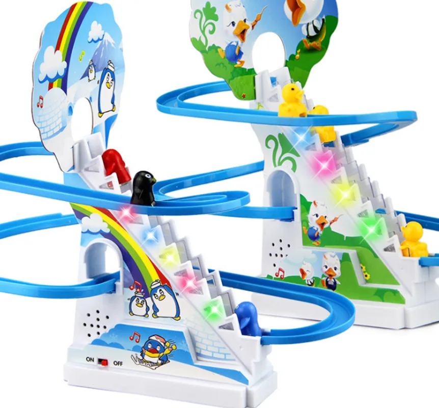Penguin or Ducks climb stairs track Children's Classic Cartoon electric Music Light Birthday Gift toys for kids