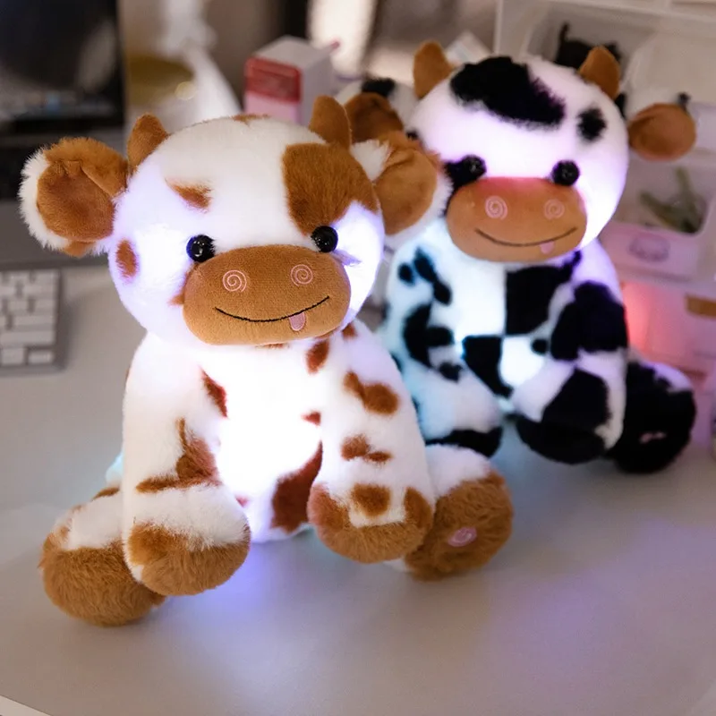 Colorful Dazzling Cute Luminous Dairy Cattle Doll Plush Toys