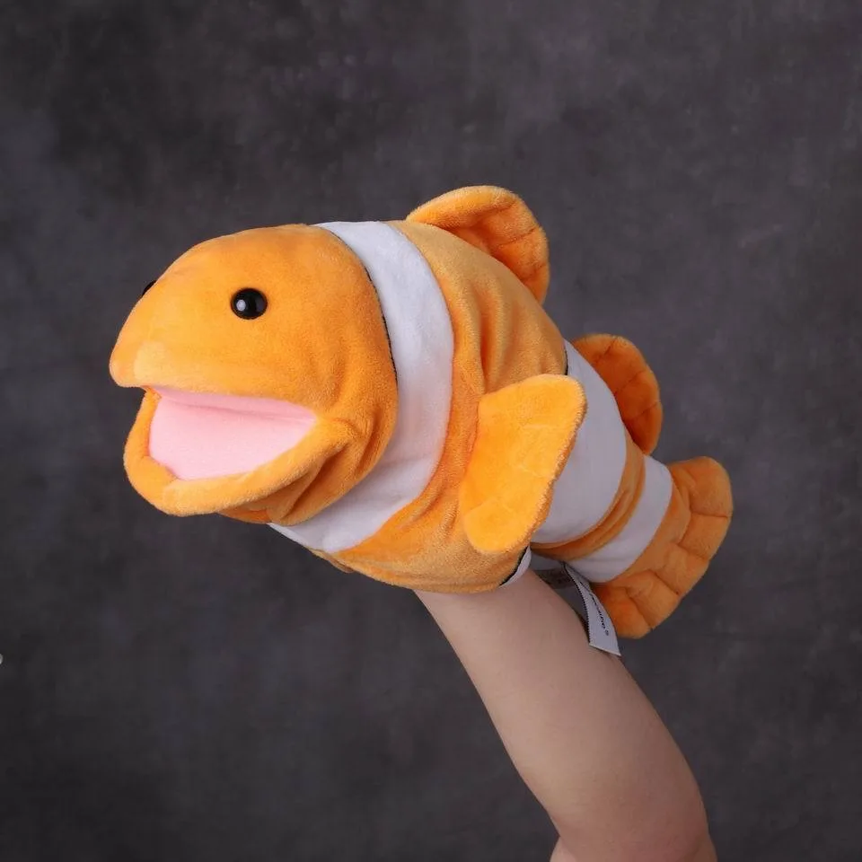 Goldfish Hand Puppet Plush Toy Baby Clown Fish Comfort Doll Kindergarten Show Fish Glove Doll